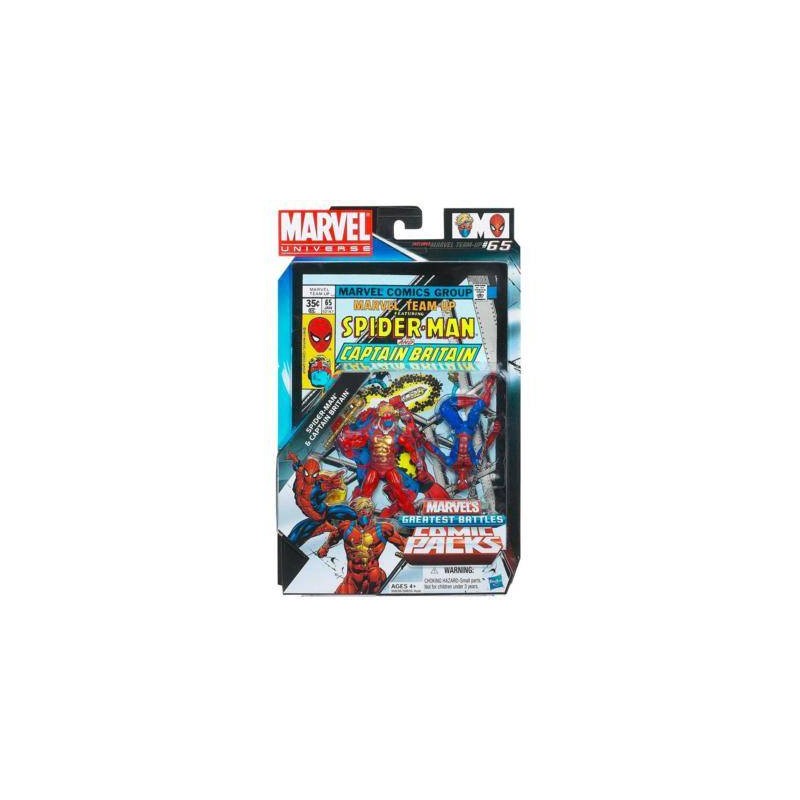 Marvel Universe Greatest Battles Spiderman & Captain Britain Figure Comic Packs 